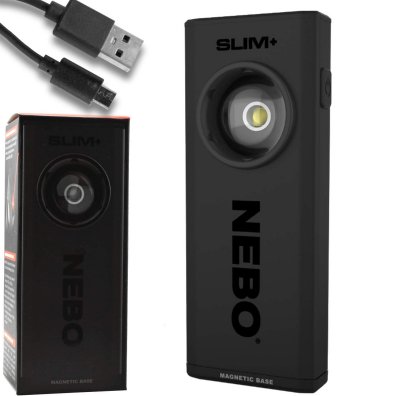 Nebo Slim+ Rechargeable Flashlight Power Bank 700 Lumen LED Light with Red Light Bundle